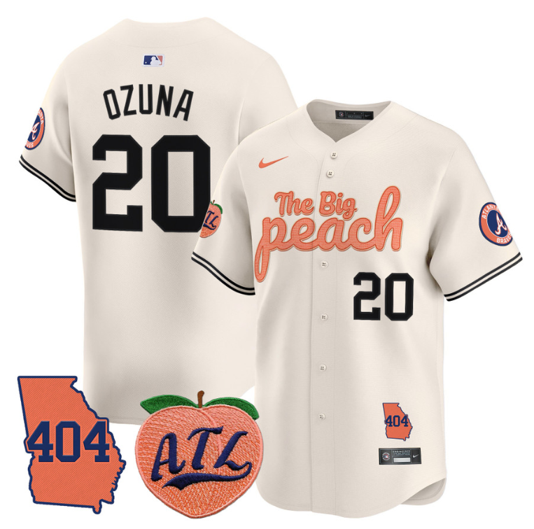 Marcell Ozuna Jersey #20 Atlanta Braves 404 & The Big Peach Premier Limited Stitched