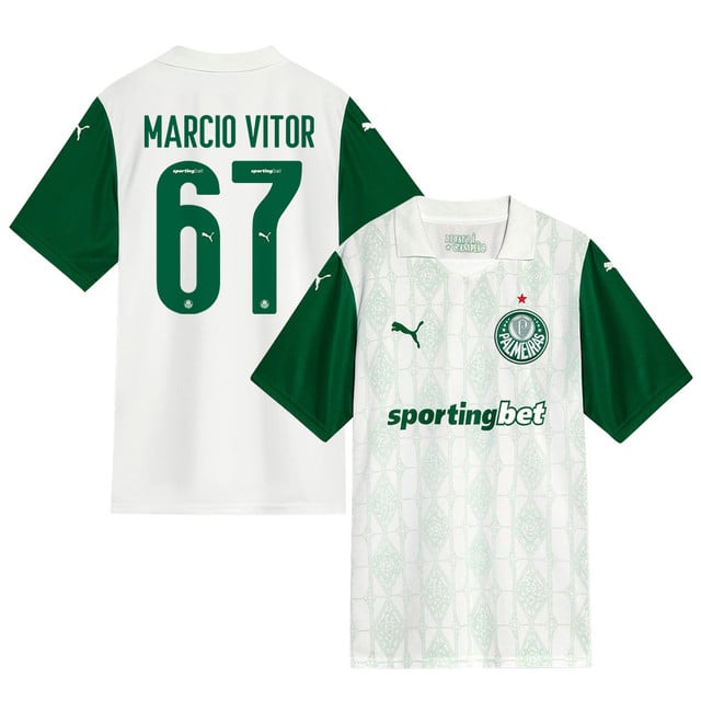 Marcio Vitor #67 Palmeiras 2025-26 Away Match Jersey – White