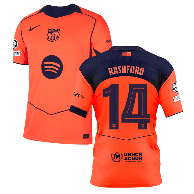 Marcus Rashford 14 Barcelona 2025-26 Third Match Jersey – Orange