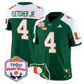 Mark Fletcher Jr Jersey #4 Miami Hurricanes 2026 Fiesta Bowl Florida Green Alternate