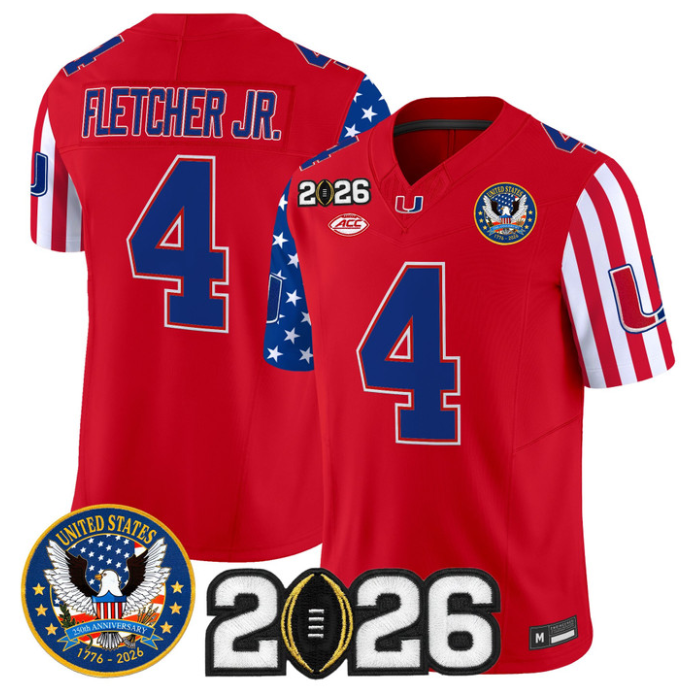 Mark Fletcher Jr Jersey #4 Miami Hurricanes America 250 Edition 2026 CFP Stitched