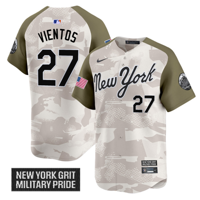 Mark Vientos Jersey #27 New York Mets 2025 Armed Forces Day Vapor Stitched
