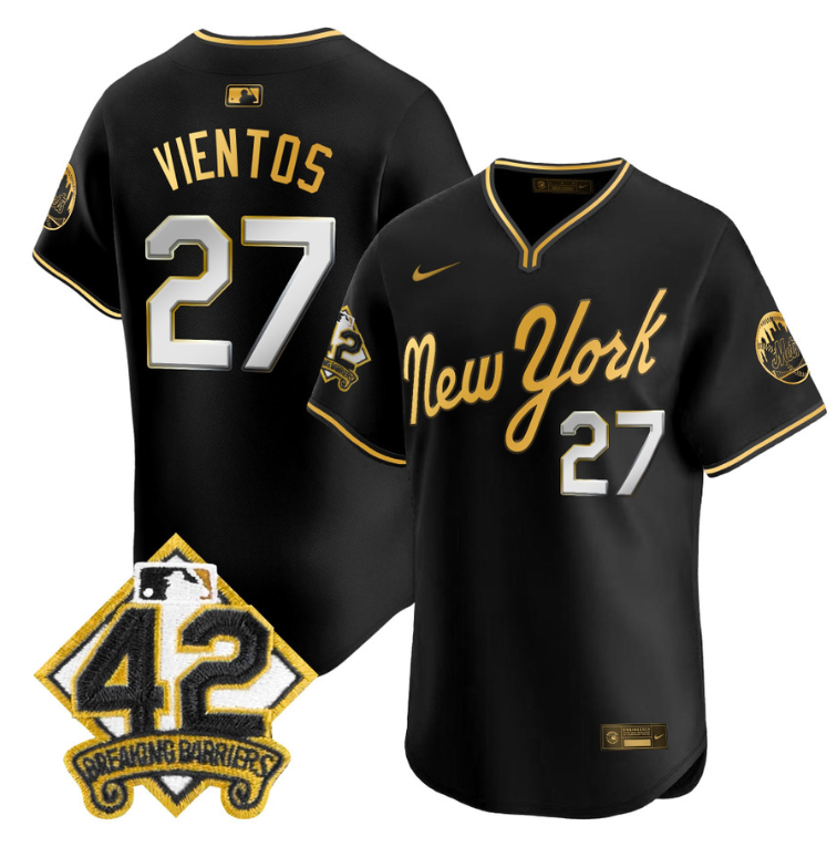 Mark Vientos Jersey #27 New York Mets 2025 Jackie Robinson Patch Road Alternate Stitched