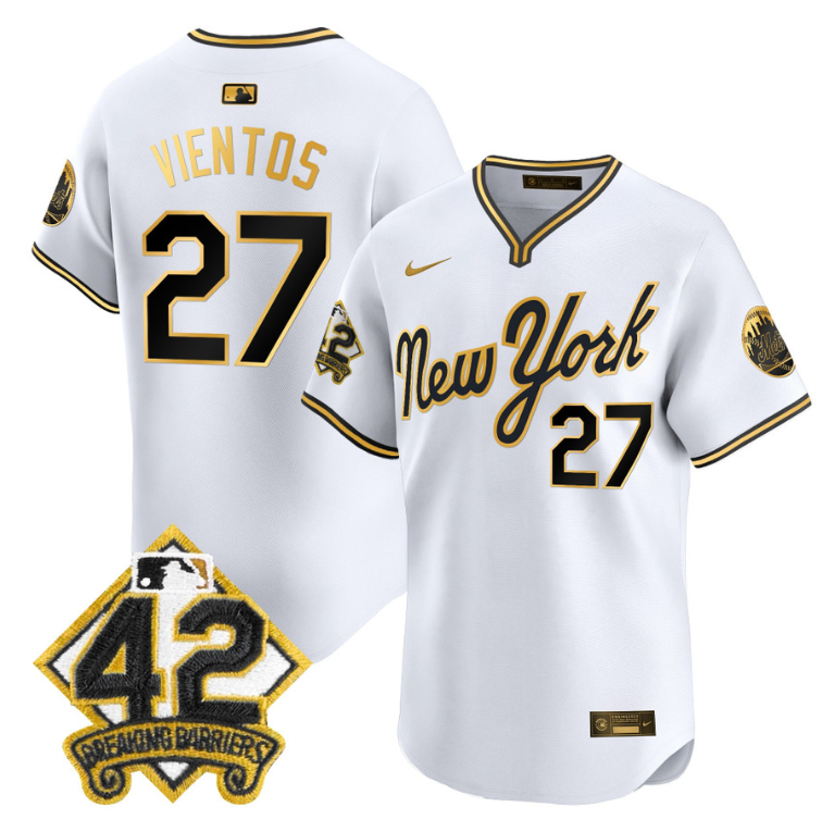 Mark Vientos Jersey #27 New York Mets 2025 Jackie Robinson Patch Road Alternate Stitched