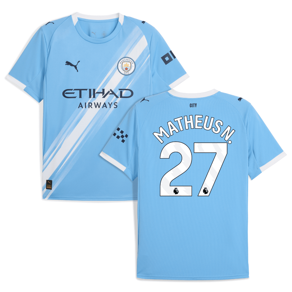 Matheus Nunes 27 Manchester City 2025-26 Home Men Jersey – Sky Blue