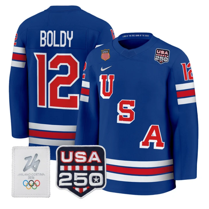 Matt Boldy Jersey #12 USA Olympic 250 Patch Premium Hockey 2026 Stitched