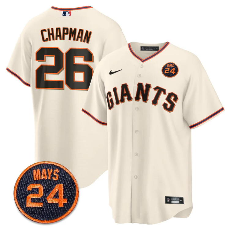 Matt Chapman Jersey #26 San Francisco Giants #24 Willie Mays Patch 2024 Vapor Premier