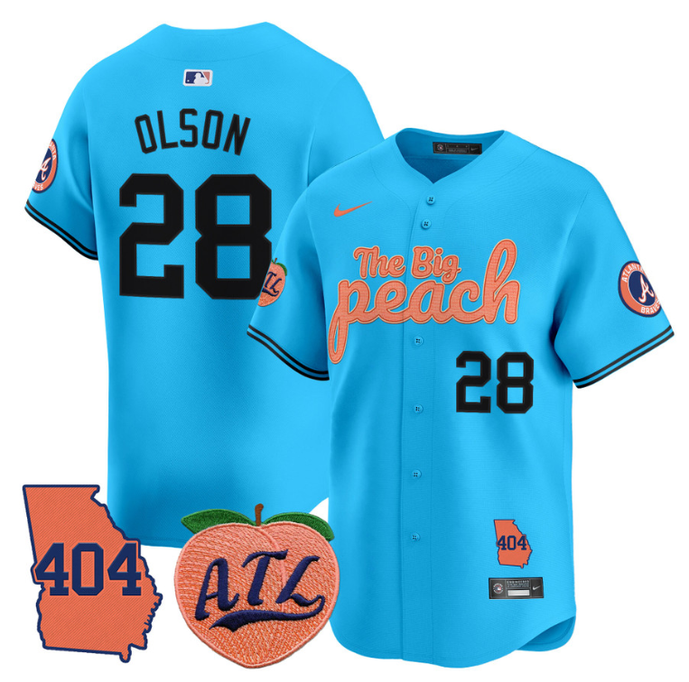 Matt Olson Jersey #28 Atlanta Braves 404 & The Big Peach Premier Limited Stitched
