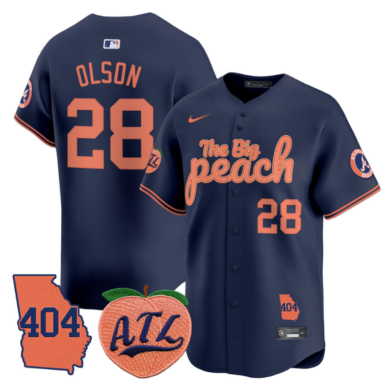 Matt Olson Jersey #28 Atlanta Braves 404 & The Big Peach Premier Limited Stitched