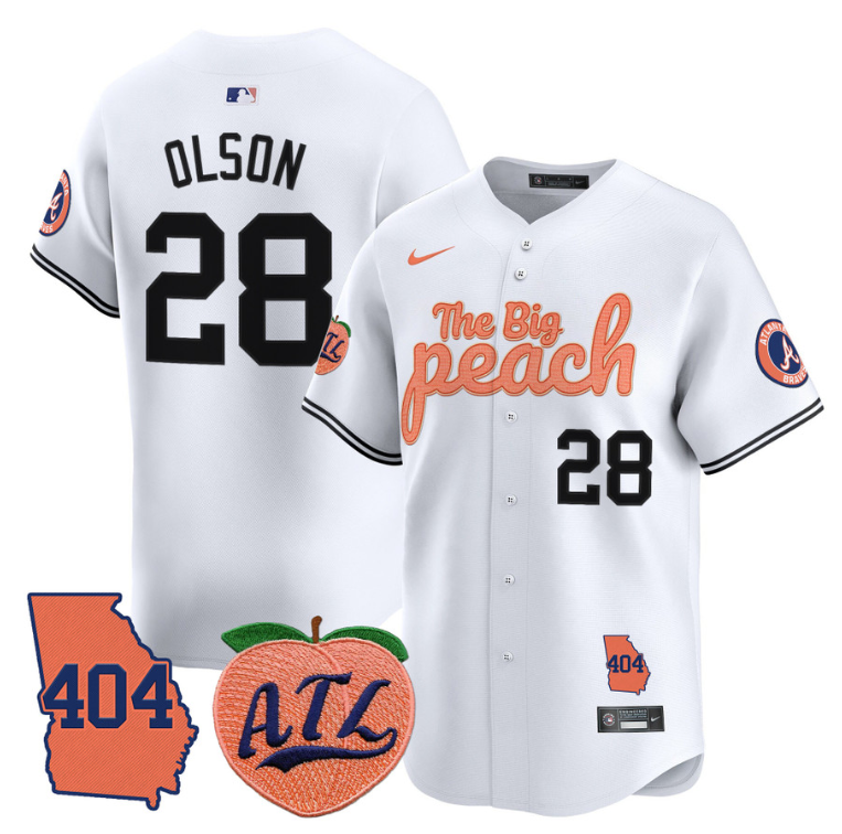 Matt Olson Jersey #28 Atlanta Braves 404 & The Big Peach Premier Limited Stitched