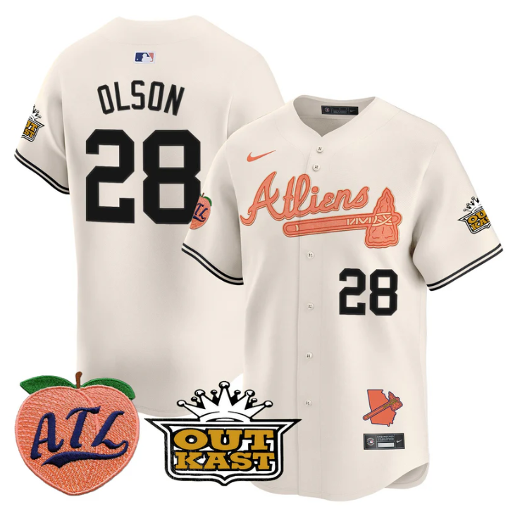 Matt Olson Jersey #28 Atlanta Braves Atliens Peach Vapor Premier Limited Stitched
