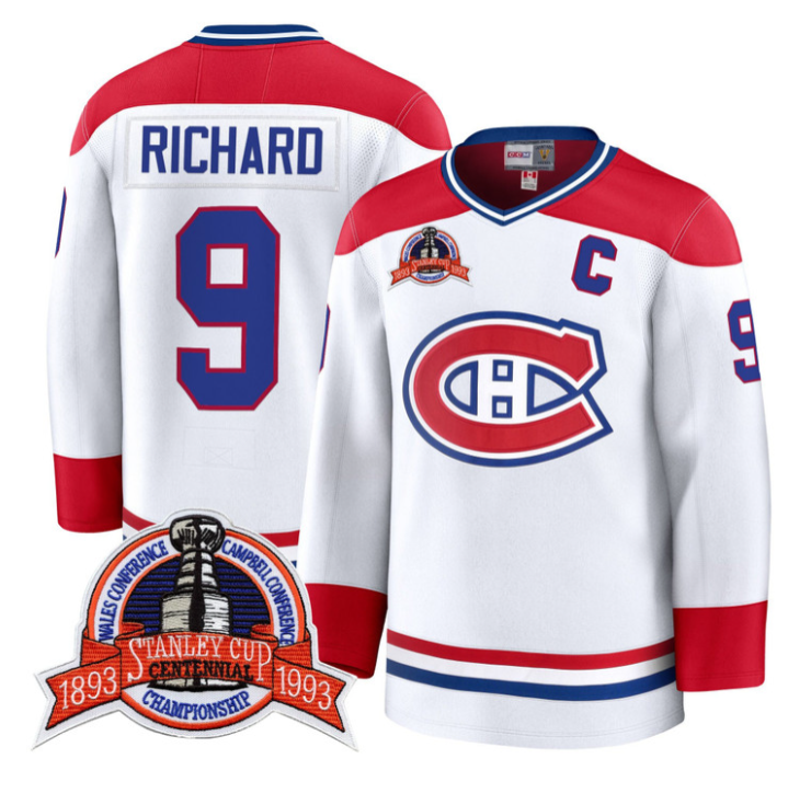 Maurice Richard Jersey #9 Montreal Canadiens Timeless Premium Stitched 1992