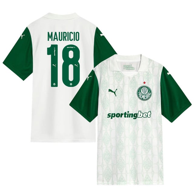 Mauricio #18 Palmeiras 2025-26 Away Match Jersey – White