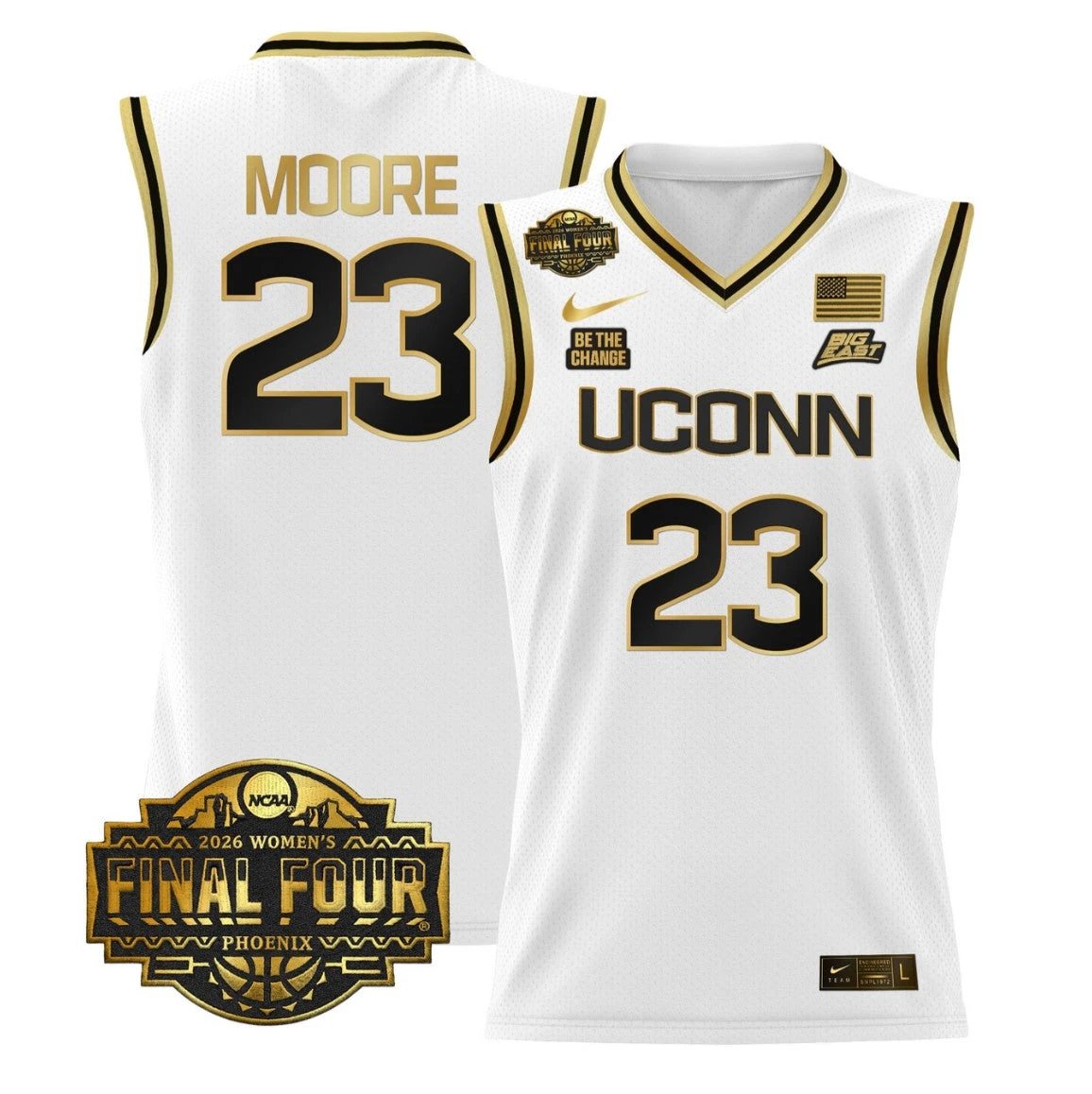 Maya Moore Jersey #23 UConn Huskies 2026 Final Four Stitched White Gold