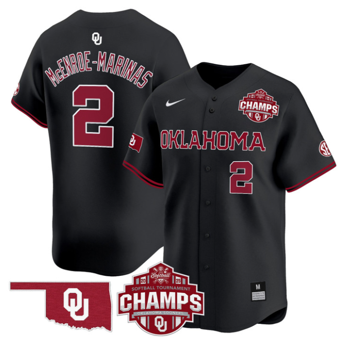 McEnroe-Marinas Jersey #2 Oklahoma Sooners 2025 SEC Champions Patch Limited Stitched