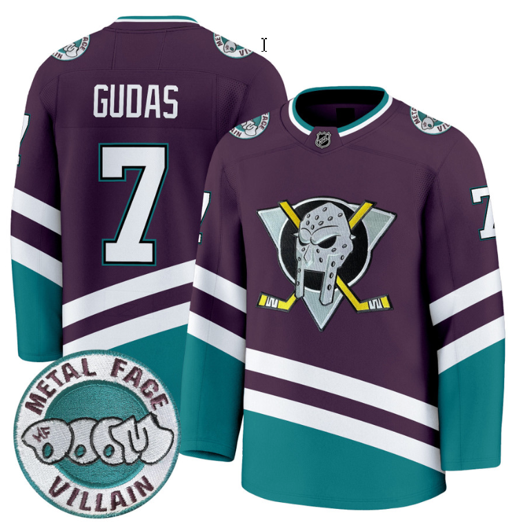 Men Radko Gudas Jersey #7 Anaheim Ducks MF DOOM Metal Face Villain Stitched