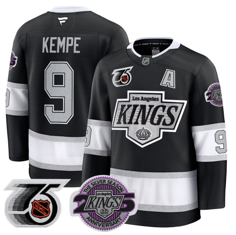 Men Adrian Kempe Jersey #9 Los Angeles Kings 91-92 75th 25th Anniversary