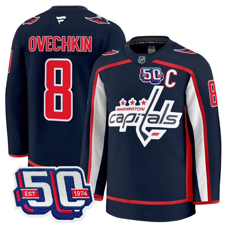 Men Alex Ovechkin Jersey #8 Washington Capitals 50th Anniversary Stitched