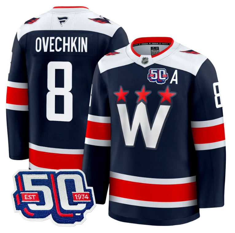 Men Alex Ovechkin Jersey #8 Washington Capitals 50th Anniversary Stitched
