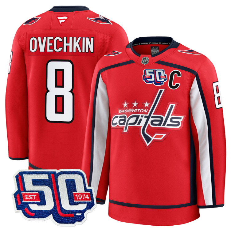 Men Alex Ovechkin Jersey #8 Washington Capitals 50th Anniversary Stitched