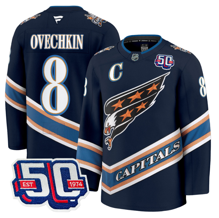 Men Alex Ovechkin Jersey #8 Washington Capitals 50th Anniversary Stitched