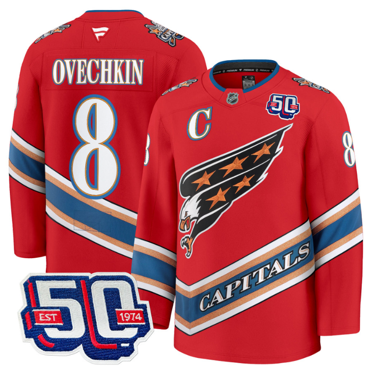 Men Alex Ovechkin Jersey #8 Washington Capitals 50th Anniversary Stitched
