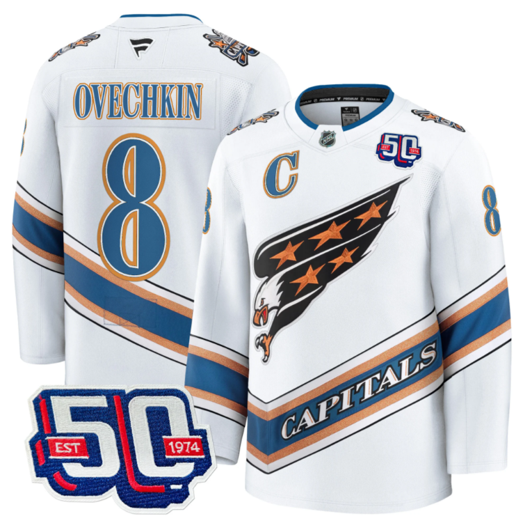 Men Alex Ovechkin Jersey #8 Washington Capitals 50th Anniversary Stitched