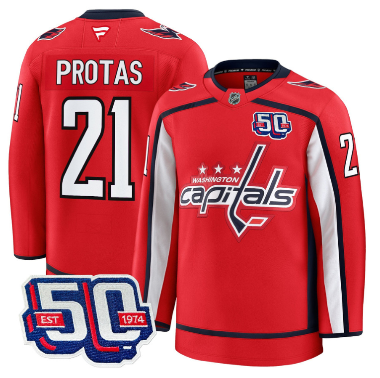 Men Aliaksei Protas Jersey #21 Washington Capitals 50th Anniversary