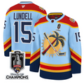 Anton Lundell Jersey #15 Florida Panthers 2025 Stanley Cup Champions Blue