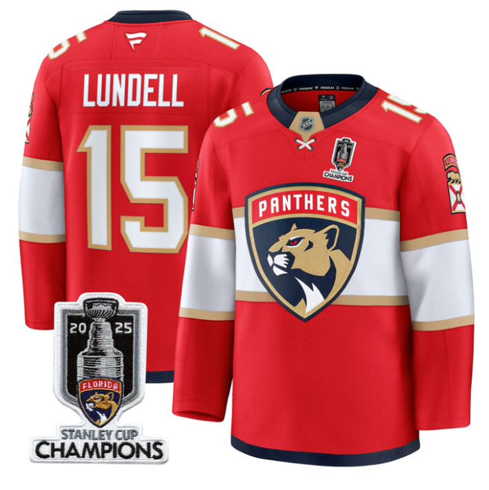 Anton Lundell Jersey #15 Florida Panthers 2025 Stanley Cup Champions Blue