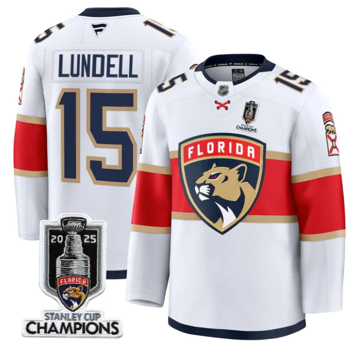 Anton Lundell Jersey #15 Florida Panthers 2025 Stanley Cup Champions Blue