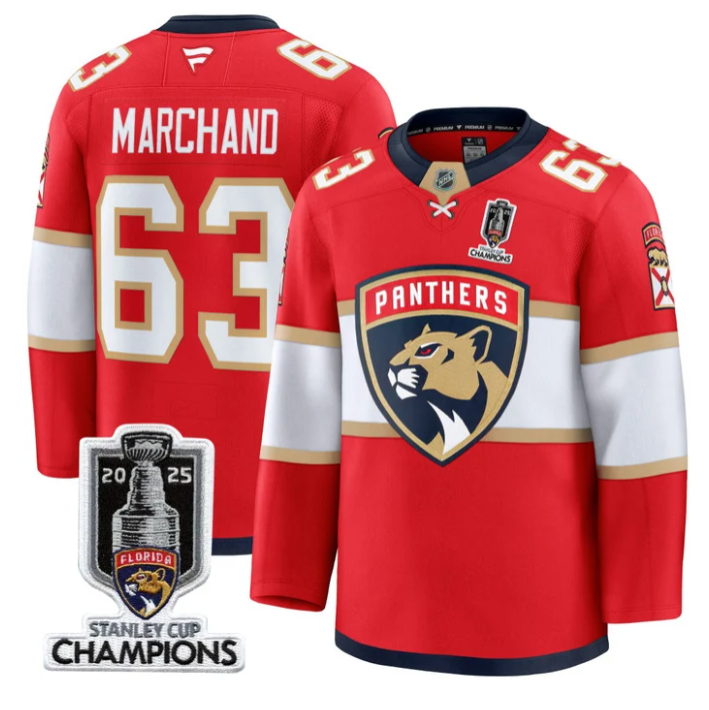 Brad Marchand Jersey #63 Florida Panthers 2025 Stanley Cup Champions Blue