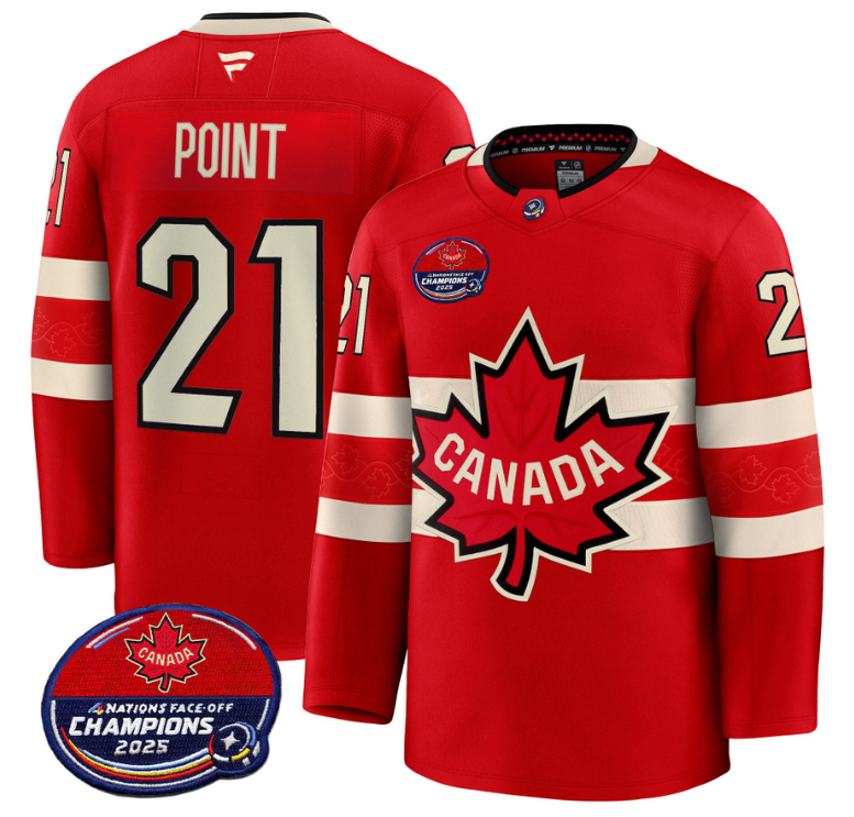 Men Brayden Point Jersey #21 Canada 4 Nations Face-Off 2025 Champions V2