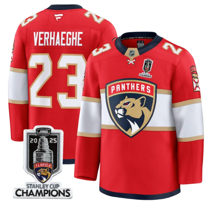 Men Carter Verhaeghe Jersey #23 Florida Panthers 2025 Stanley Cup Champions Blue