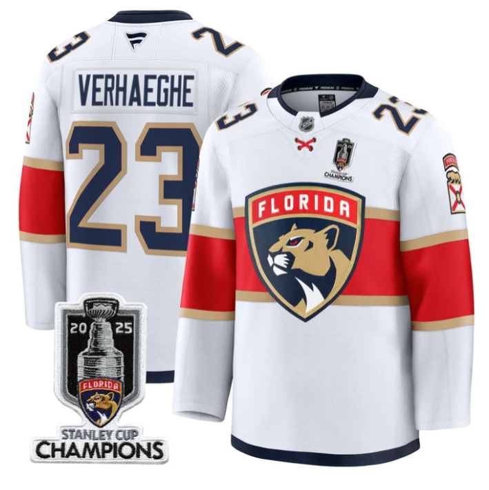 Men Carter Verhaeghe Jersey #23 Florida Panthers 2025 Stanley Cup Champions Blue