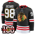 Connor Bedard Jersey #98 Chicago Blackhawks 100th Anniversary Stitched Black