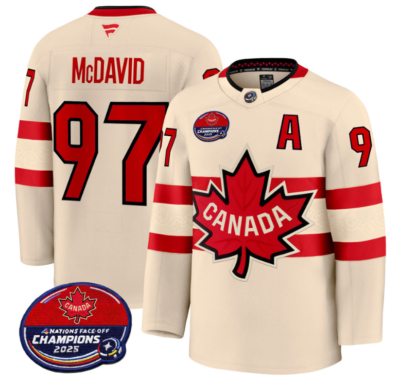 Men Connor McDavid Jersey #97 Canada 4 Nations Face-Off 2025 Champions V2