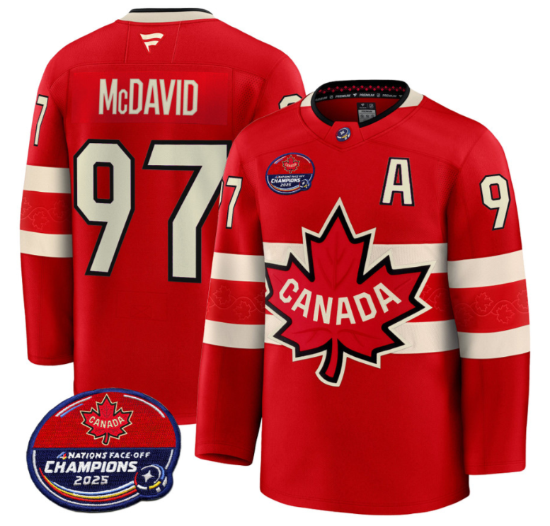 Men Connor McDavid Jersey #97 Canada 4 Nations Face-Off 2025 Champions V2
