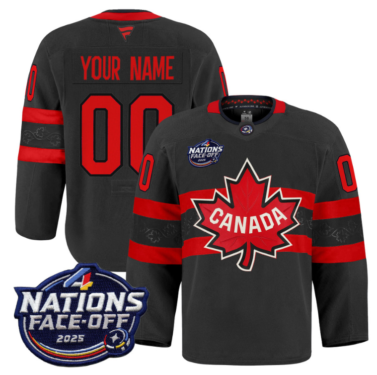 Men Custom Canada Jersey Name, Number 4 Nations Face-Off 2025 Pro Stitched