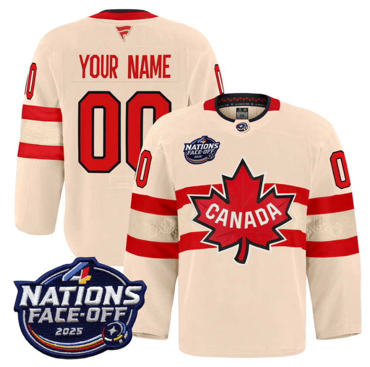 Men Custom Canada Jersey Name, Number 4 Nations Face-Off 2025 Pro Stitched