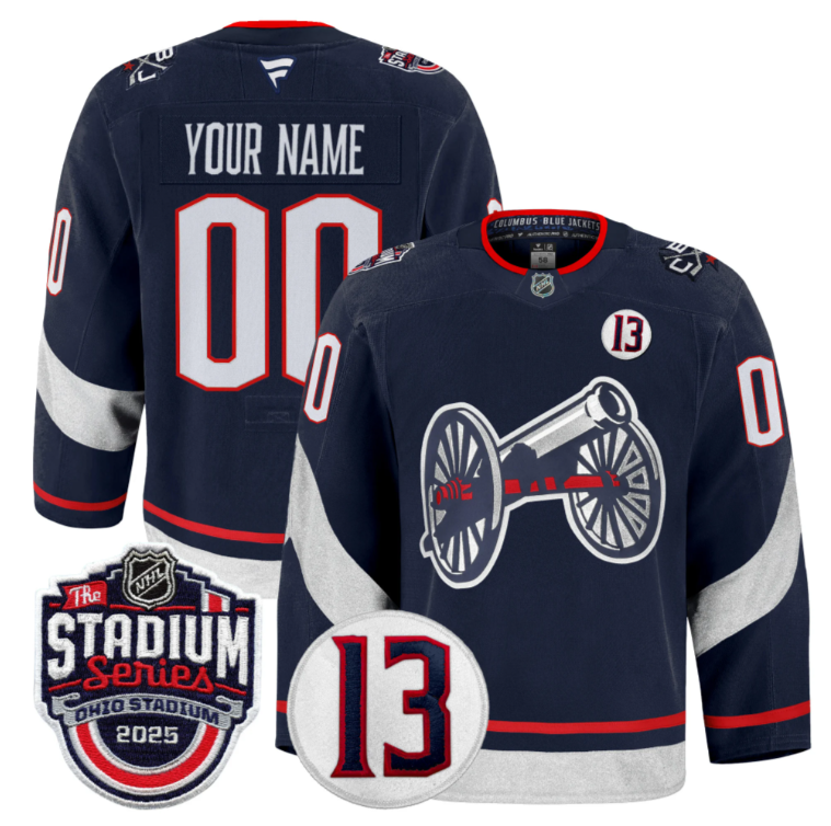 Men Custom Columbus Blue Jackets Jersey 2025 Stadium Johnny Gaudreau