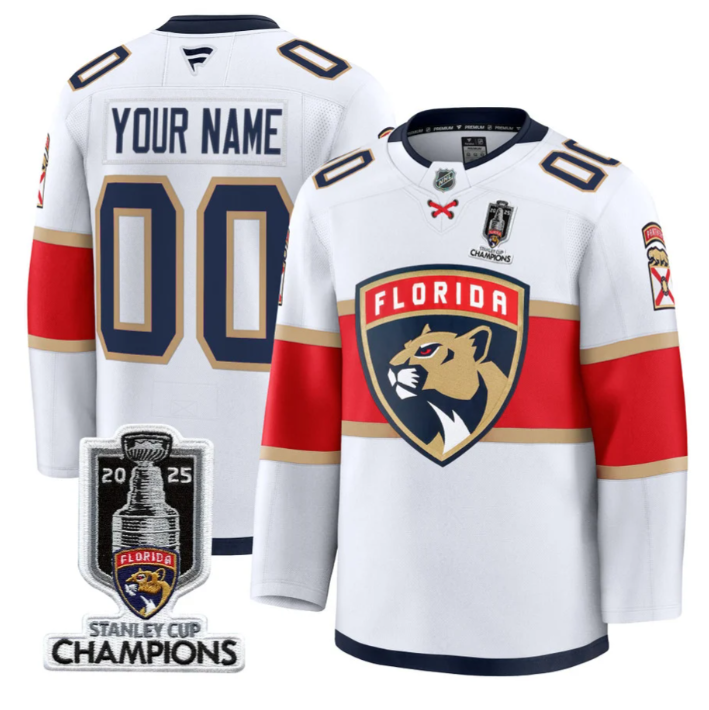 Custom Florida Panthers Jersey 2025 Stanley Cup Champions Blue