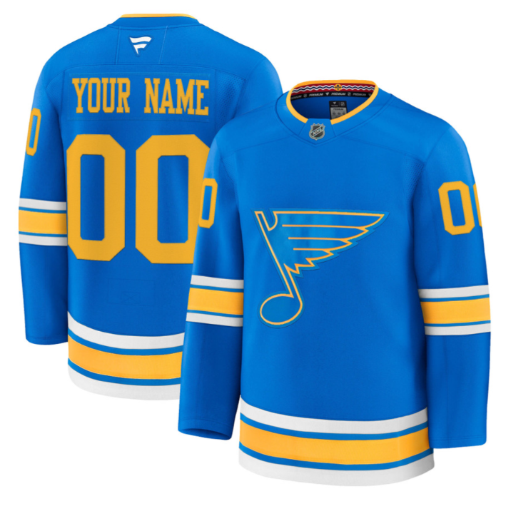 Custom St. Louis Blues Jersey Name, Number 2025-26 Premium Stitched Blue