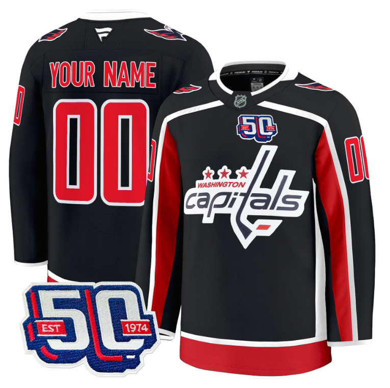 Men Custom Washington Capitals Jersey 50th Anniversary Premium Stitched