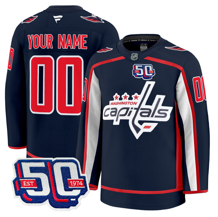 Men Custom Washington Capitals Jersey 50th Anniversary Premium Stitched