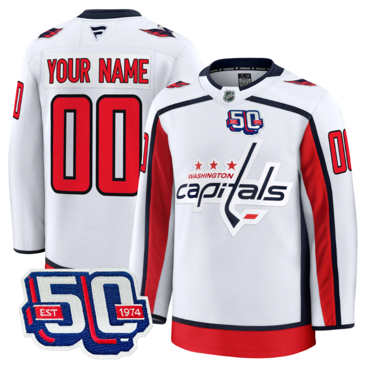 Men Custom Washington Capitals Jersey 50th Anniversary Premium Stitched