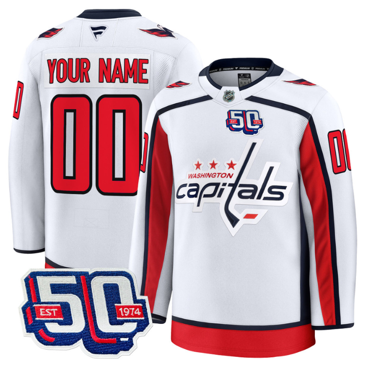 Men Custom Washington Capitals Jersey 50th Anniversary Premium Stitched