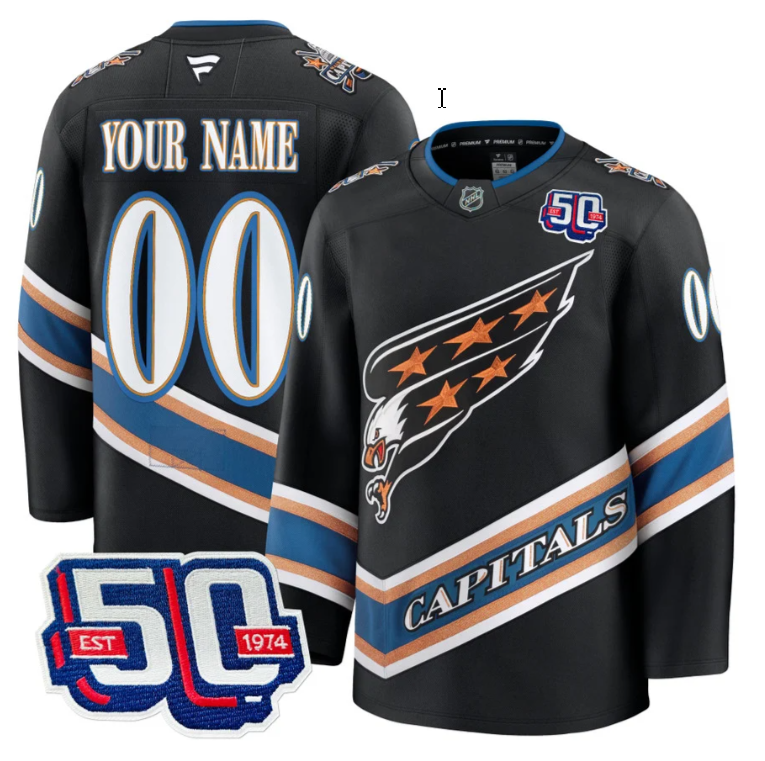 Men Custom Washington Capitals Jersey 50th Anniversary Premium Stitched