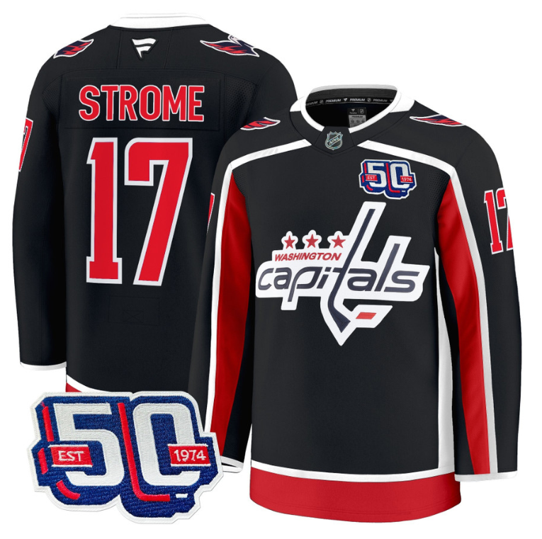 Men Dylan Strome Jersey #17 Washington Capitals 50th Anniversary Stitched