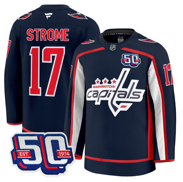Men Dylan Strome Jersey #17 Washington Capitals 50th Anniversary Stitched